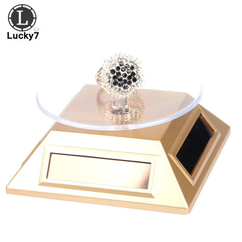 360 Turntable Solar Showcase Rotating Jewelry Watch Ring Phone Stand Display Jewelry Organizer Jewelry Display Stand 4 Colors