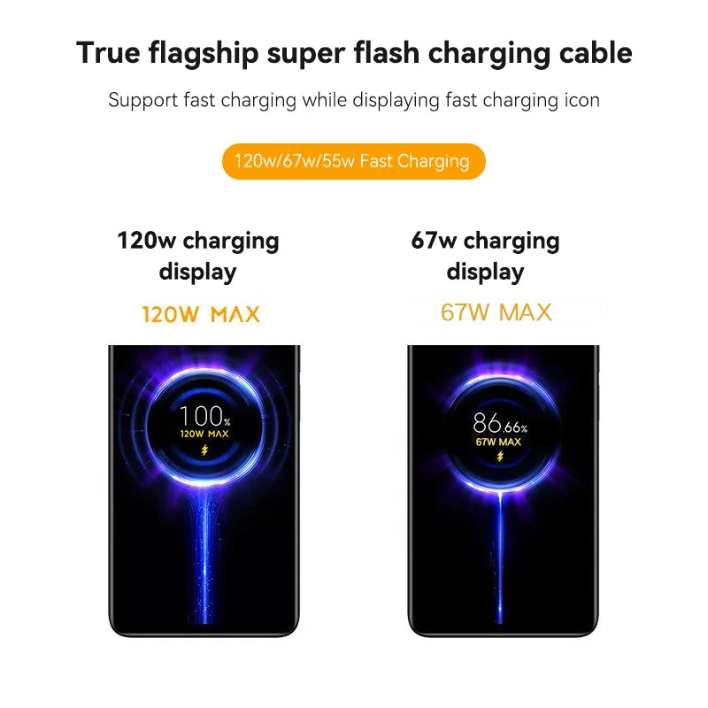 Xiaomi Original Usb Type C Cable 120W 67W Turbo Fast Charger Mi 15 14 13 12T Pro 12 11 Ultra Poco X6 X7 Redmi Note Black Shark 5