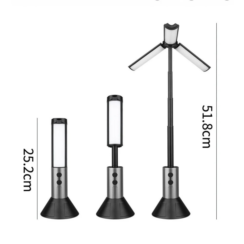 2 in 1 LED Camping Light High Bright Flashlight USB Rechargeable Zoom with Hook Outdoor Emergency Camping Lamp Stand Base