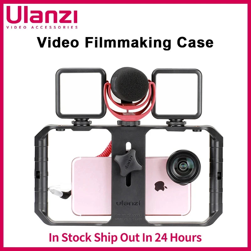 Ulanzi U Rig Pro Smartphone Video Rig With 3 Mounts Video Recording Cell Phone Stabilizer Filmmaking Case Filming Accessories