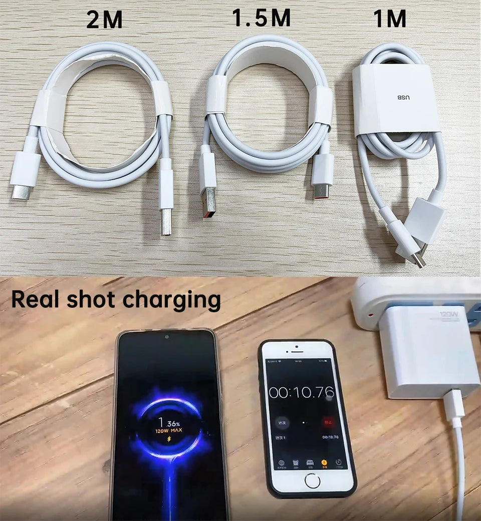 Xiaomi Original Usb Type C Cable 120W 67W Turbo Fast Charger Mi 15 14 13 12T Pro 12 11 Ultra Poco X6 X7 Redmi Note Black Shark 5