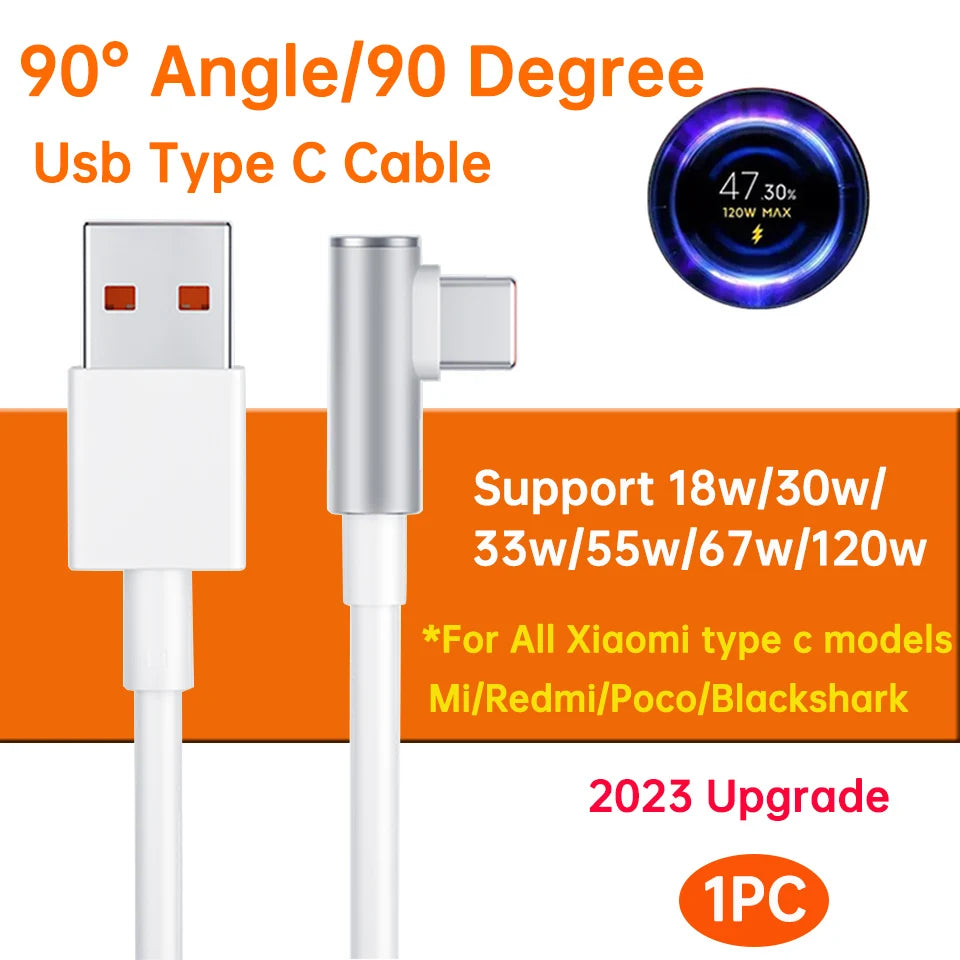 Xiaomi Original Usb Type C Cable 120W 67W Turbo Fast Charger Mi 15 14 13 12T Pro 12 11 Ultra Poco X6 X7 Redmi Note Black Shark 5