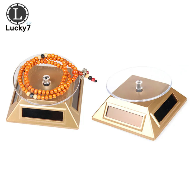 360 Turntable Solar Showcase Rotating Jewelry Watch Ring Phone Stand Display Jewelry Organizer Jewelry Display Stand 4 Colors
