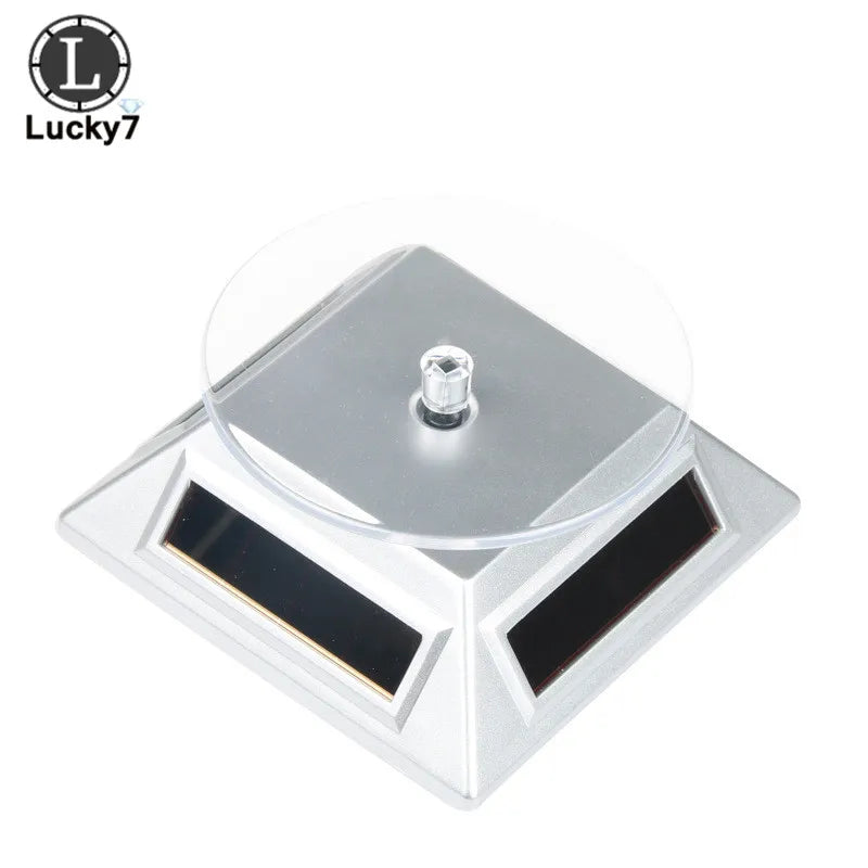 360 Turntable Solar Showcase Rotating Jewelry Watch Ring Phone Stand Display Jewelry Organizer Jewelry Display Stand 4 Colors