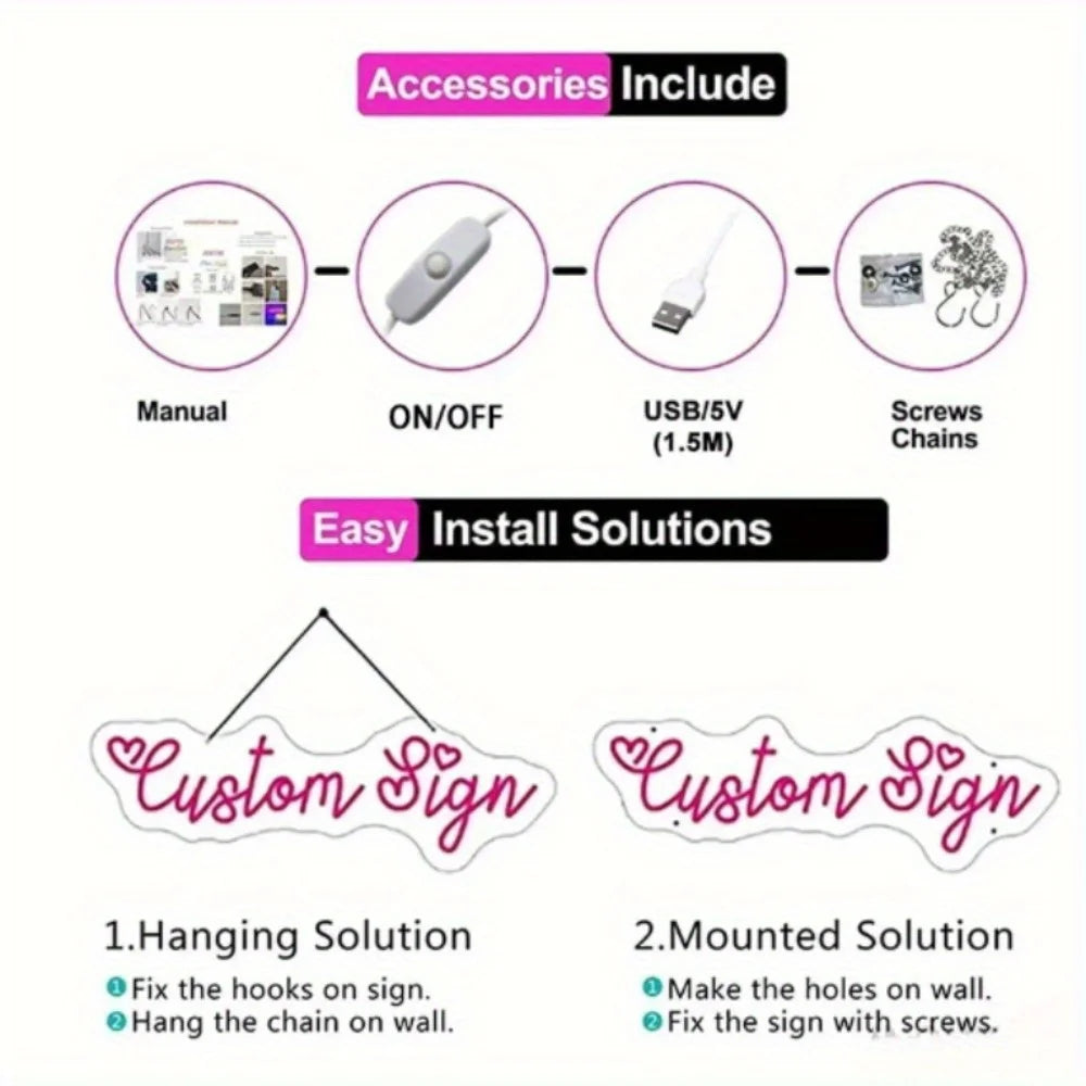 Personalized LED Neon Sign with Microphone Design Custom USB Powered Wall Art Neon Light for Bedroom, Bar, Shop, Gaming Room