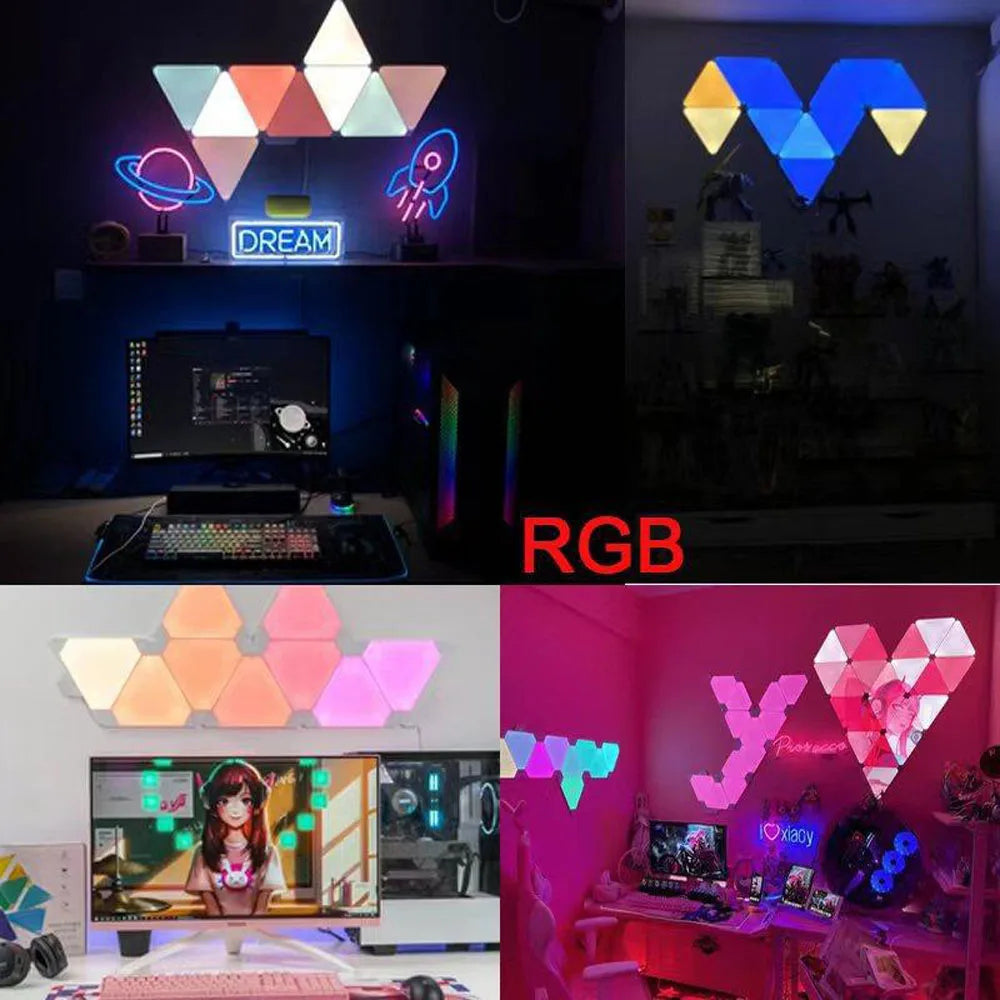 LED Triangle Wall Light USB WIFI Night Light RGB Ambient Light Remote Control Indoor Game Room Bedroom Bedside Decorative Light