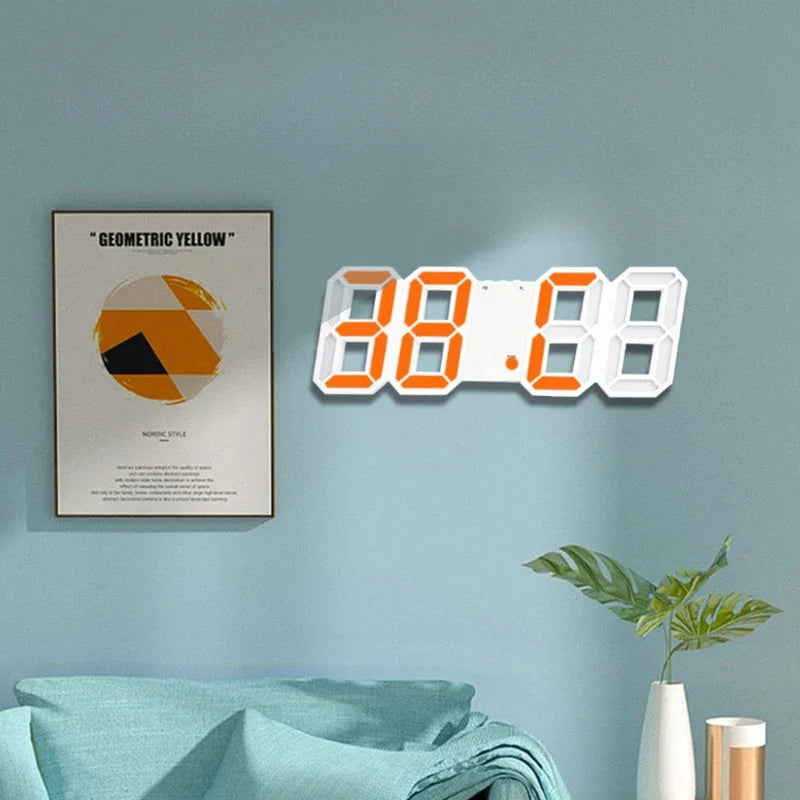 Interior Digital Clock Wall Decor Large Mode Watches Decoration for Bedroom Home and Decoration 3D Hanging Night Room Clocks Led