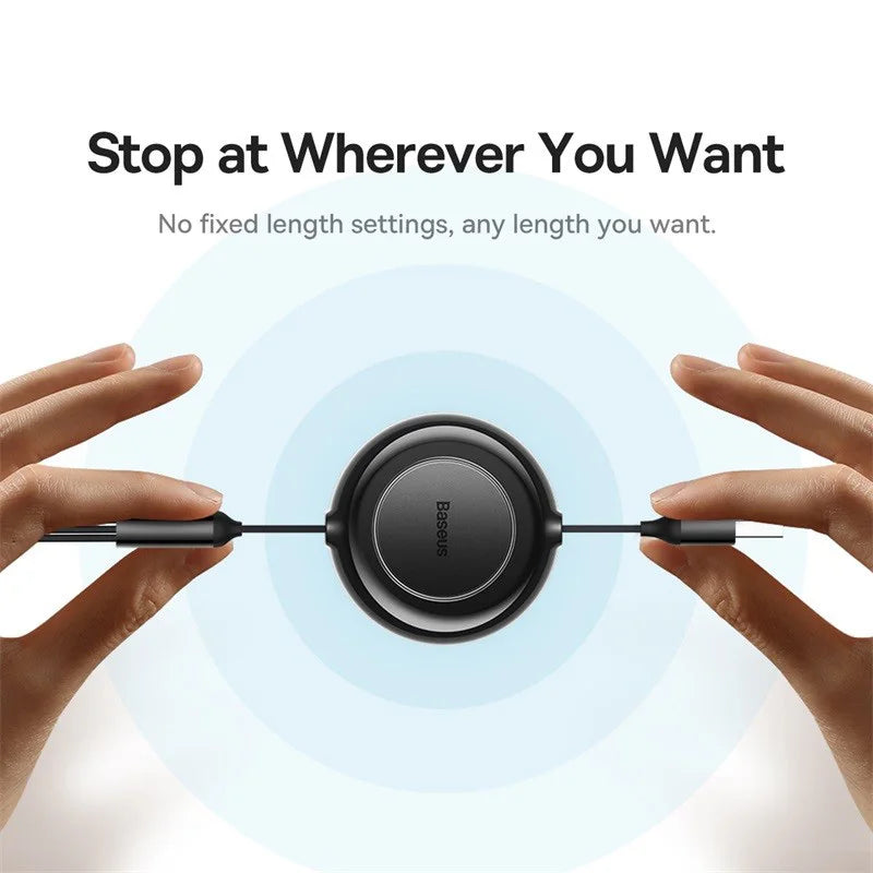 Baseus 3 IN 1 USB Charge Cable for iPhone 13 12 Micro USB Type C Cable Retractable Charging Cable For iPhone X 8 Samsung