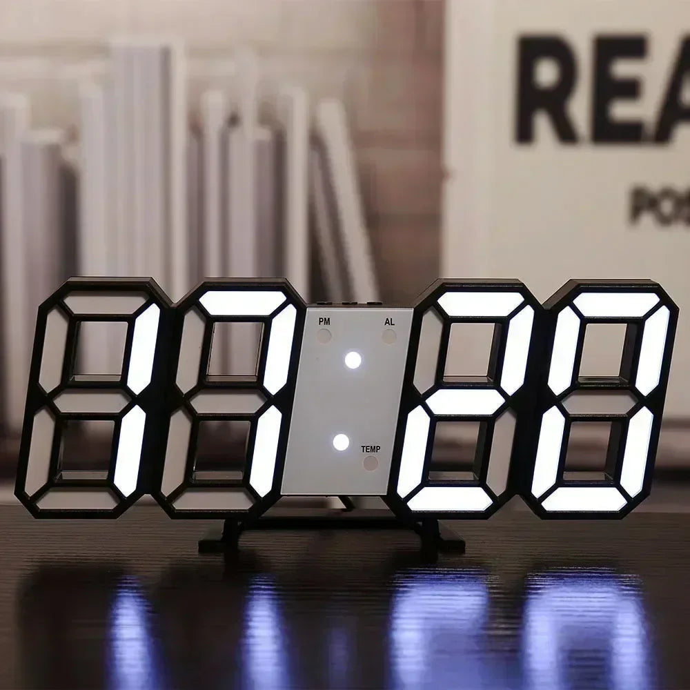 Digital Clock Wall Clocks Decoration for Bedroom Adjustable Electronic Watches 3D LEDs Home Decor Night Mode Watch Glowing