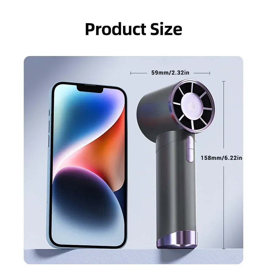2025 Smart Cooling Fan - Handheld Portable Fan with 100 Speed Levels, Stepless Adjustment, Digital Display for Dorm and Office