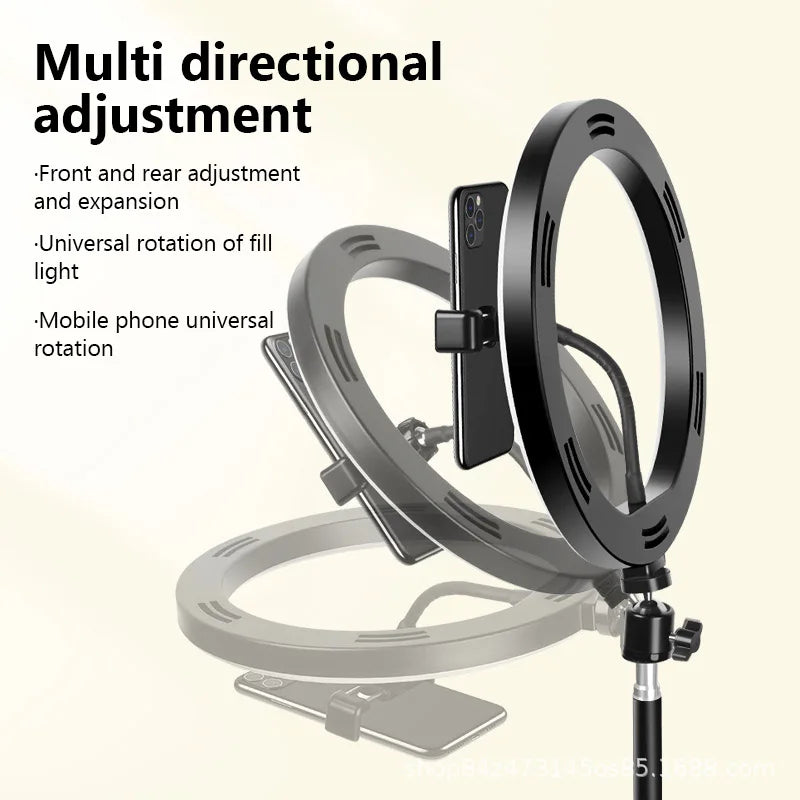 Photography Phone Ringlight Tripod Dimmable LED Ring Light With Phone Holder Selfie Fill Ring Light Lamp Video Youtube Live Cook