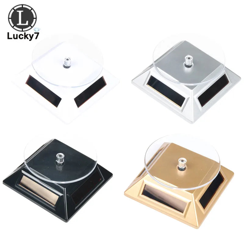 360 Turntable Solar Showcase Rotating Jewelry Watch Ring Phone Stand Display Jewelry Organizer Jewelry Display Stand 4 Colors
