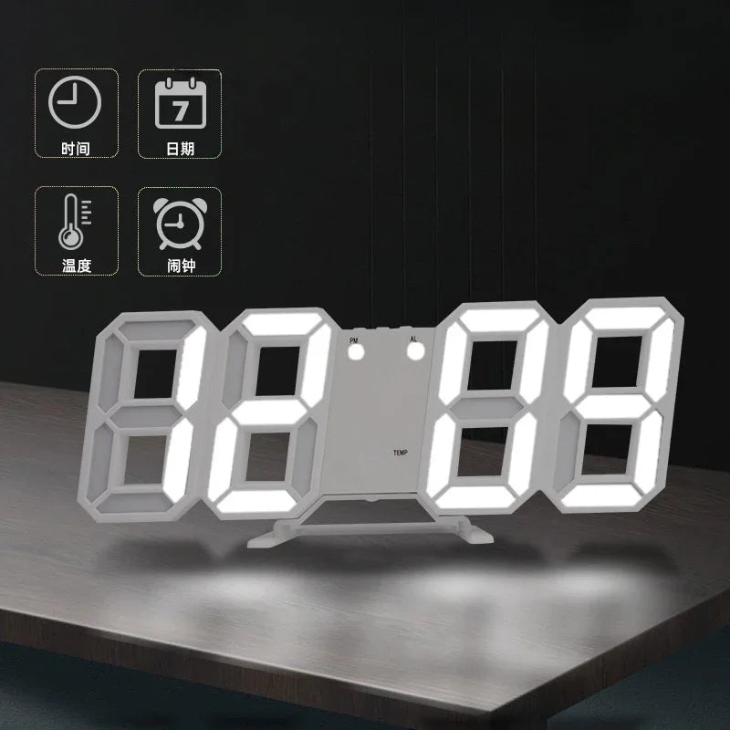 Interior Digital Clock Wall Decor Large Mode Watches Decoration for Bedroom Home and Decoration 3D Hanging Night Room Clocks Led