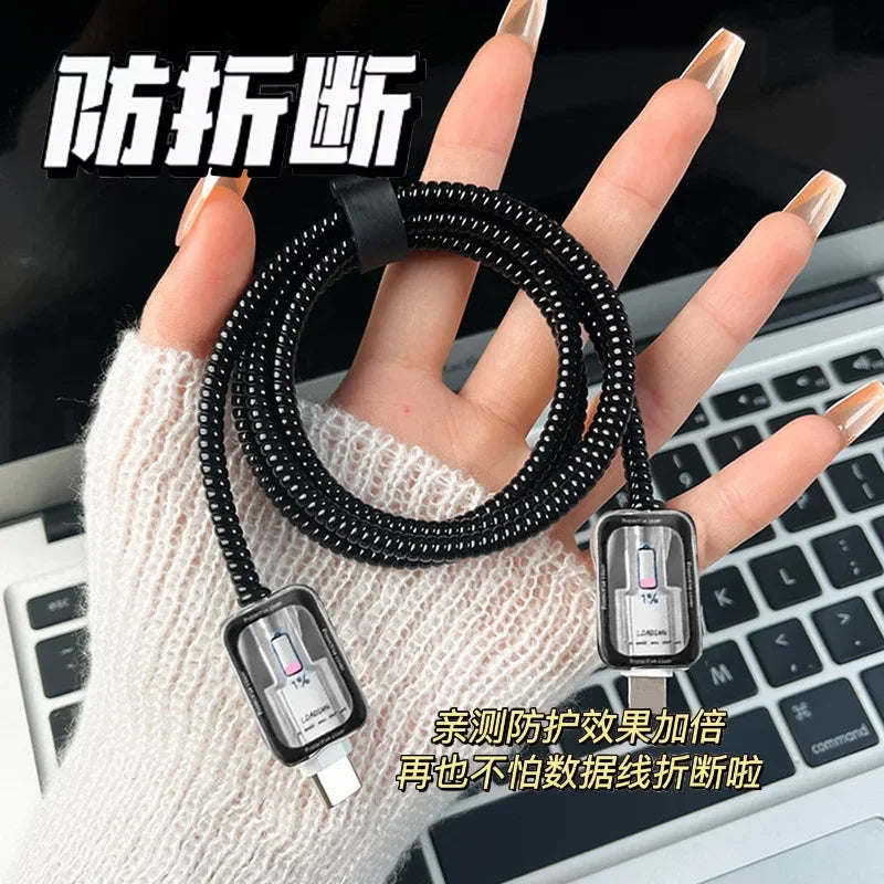 Charger Protector Case for IPhone 15 14 13 12 Pro Max 18/20W Charger Case Shell USB Cable Cover Charging Data Cord Winder Wrap