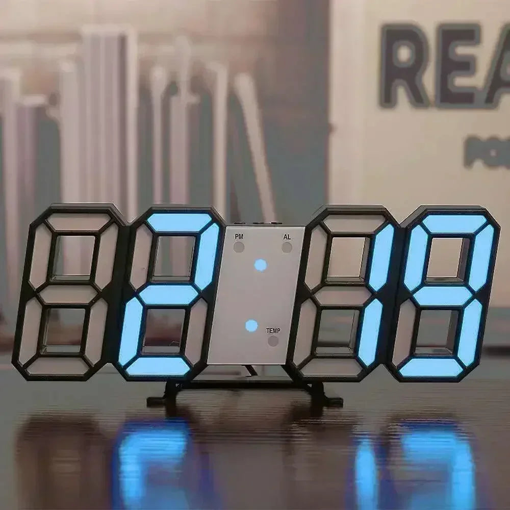 Digital Clock Wall Clocks Decoration for Bedroom Adjustable Electronic Watches 3D LEDs Home Decor Night Mode Watch Glowing