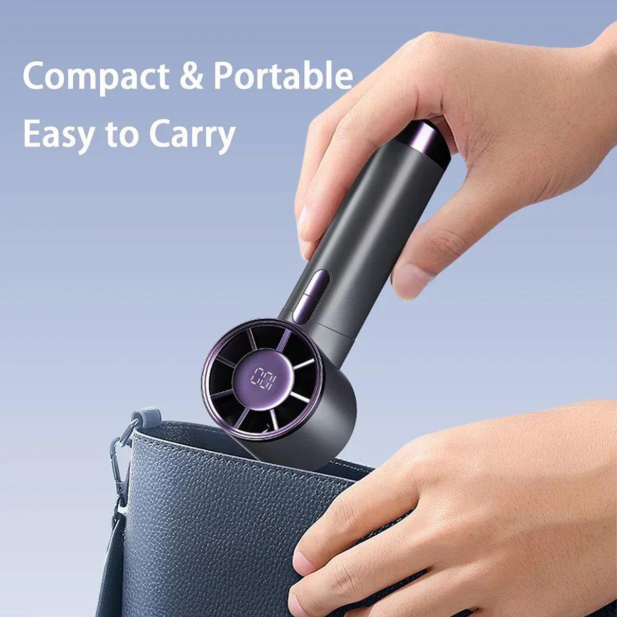 2025 Smart Cooling Fan - Handheld Portable Fan with 100 Speed Levels, Stepless Adjustment, Digital Display for Dorm and Office