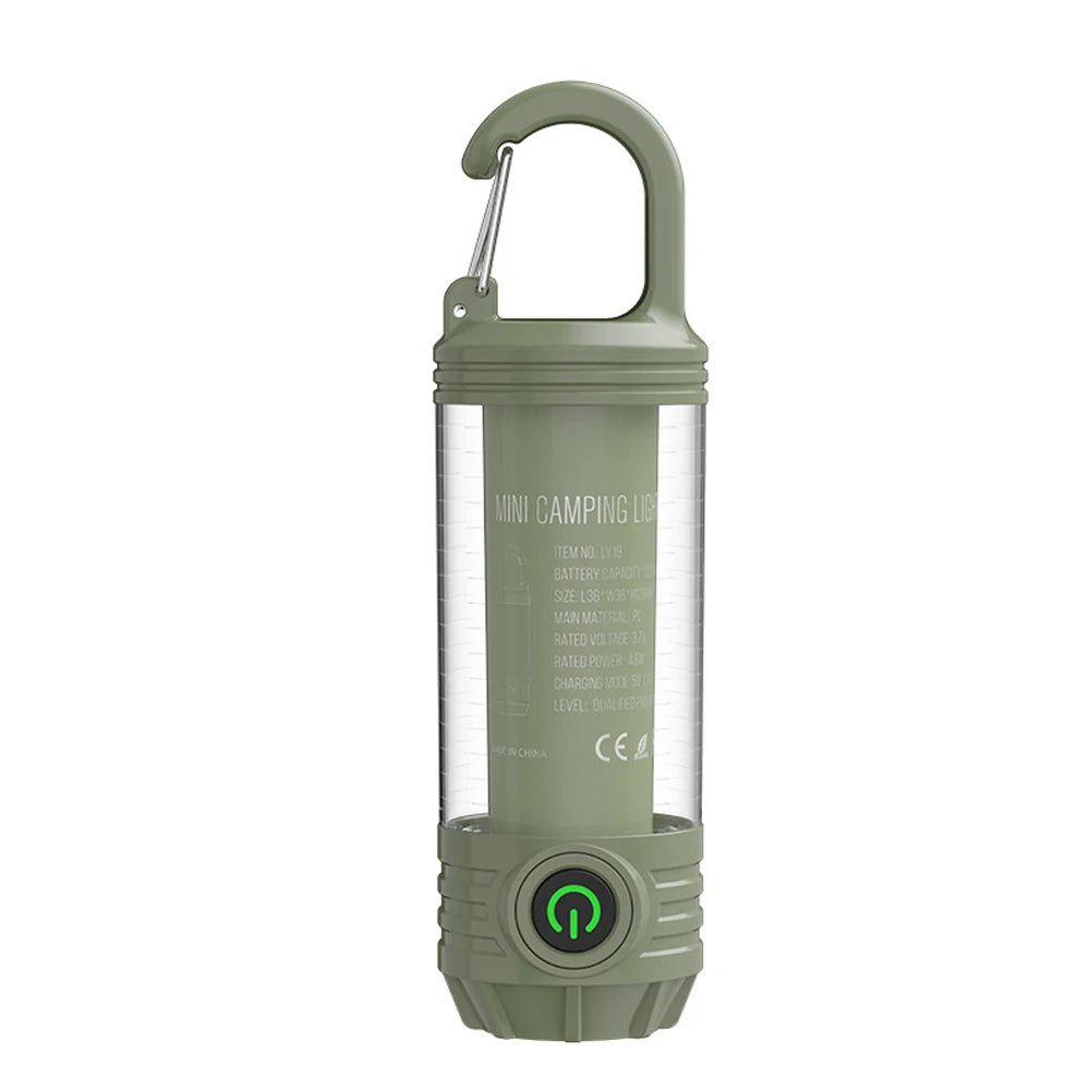 2 in 1 LED Camping Light High Bright Flashlight USB Rechargeable Zoom with Hook Outdoor Emergency Camping Lamp Stand Base