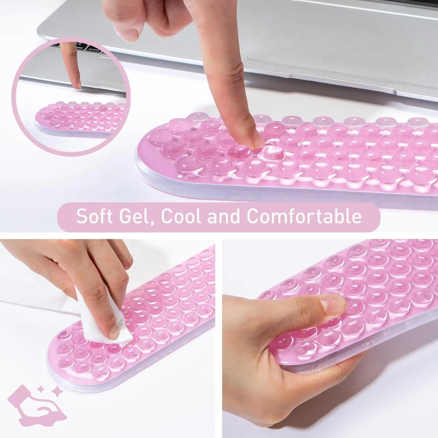 Gel Mouse & Keyboard Wrist Rest Set, Wrist Rest for Computer Keyboard, Mouse Wrist Support, Pain Relief, Cool Touch, Non-Skid