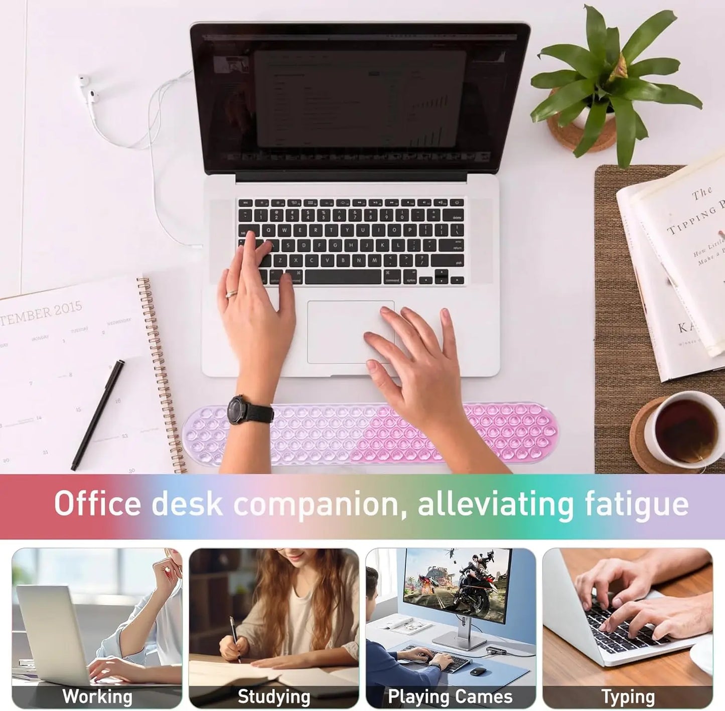 Gel Mouse & Keyboard Wrist Rest Set, Wrist Rest for Computer Keyboard, Mouse Wrist Support, Pain Relief, Cool Touch, Non-Skid