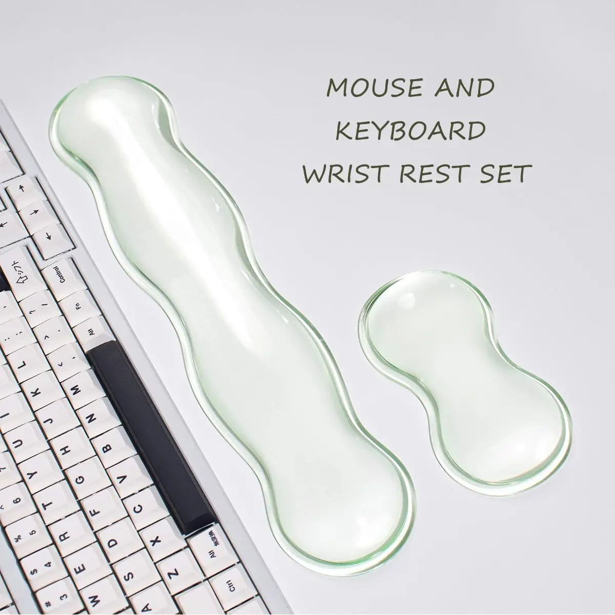 Clear Gel Wrist Rest for Keyboard and Mouse, Silicone Keyboard Wrist Rest Set, Ergonomic Wrist Rest for Keyboard 75% Pain Relief