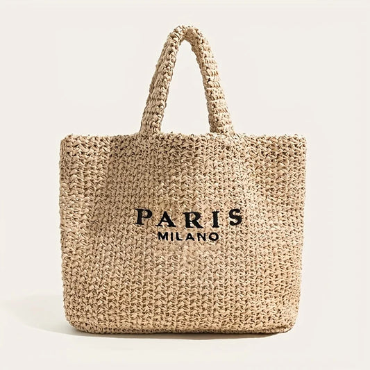 Casual Large Capacity Straw Tote Bag Designer Letters Women Handbags Handmade Woven Summer Beach Bag Big Shopper Purses 2024
