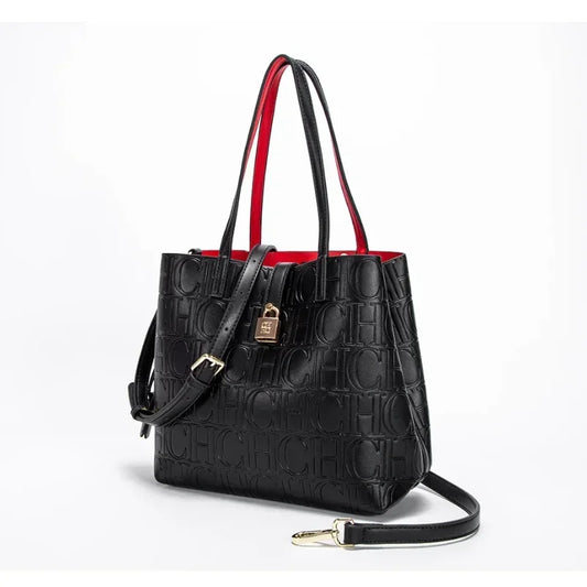 CH High Quality Fashion Ladies Shoulder Bag Senior Sense Pure Colour Letter Print Design Temperament Tote Bag Large Capacity