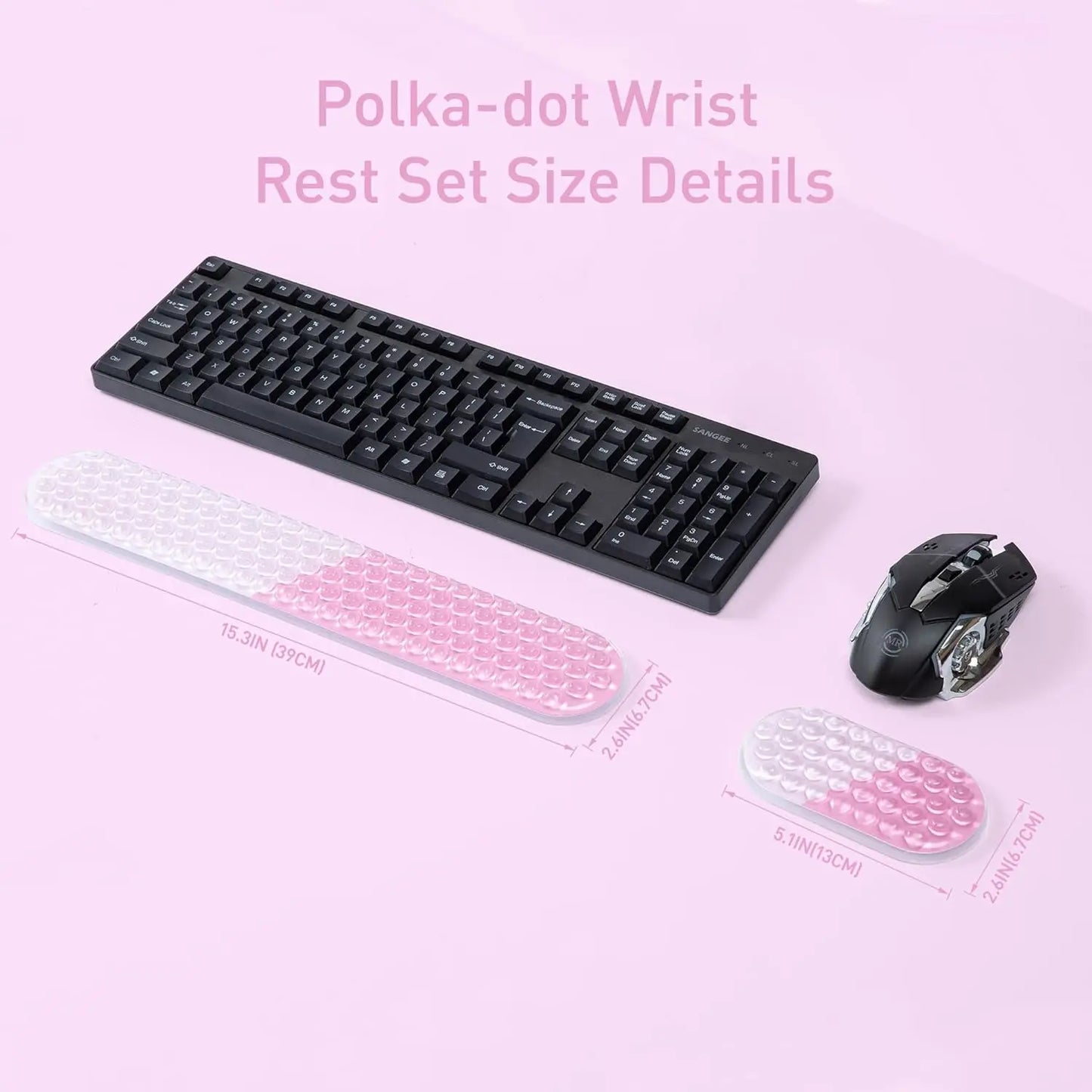 Gel Mouse & Keyboard Wrist Rest Set, Wrist Rest for Computer Keyboard, Mouse Wrist Support, Pain Relief, Cool Touch, Non-Skid