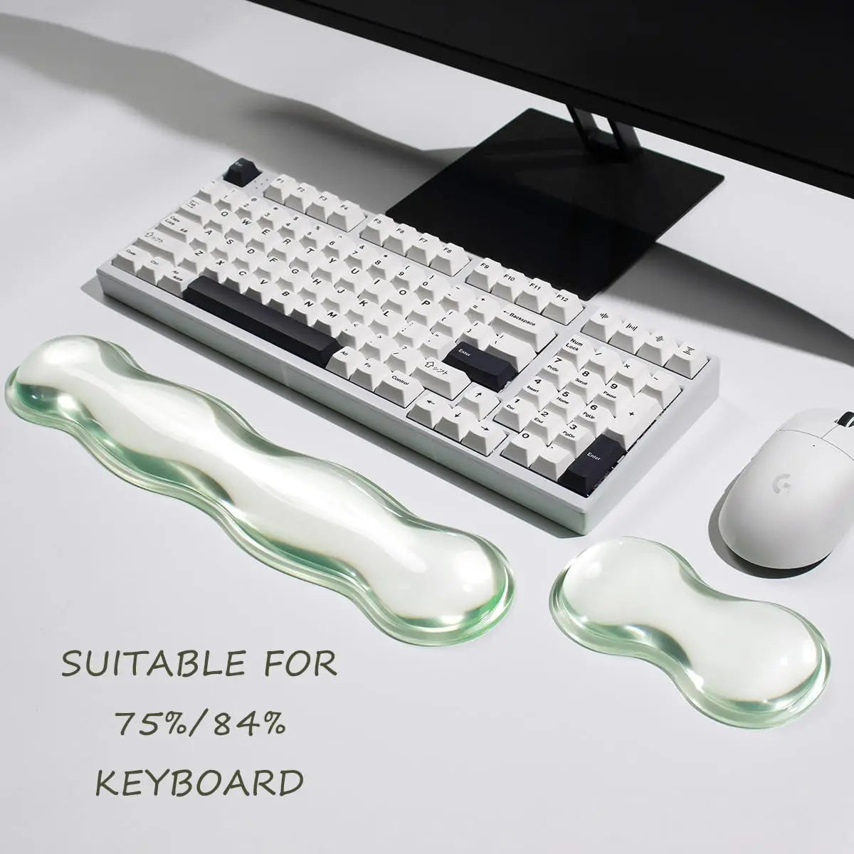 Clear Gel Wrist Rest for Keyboard and Mouse, Silicone Keyboard Wrist Rest Set, Ergonomic Wrist Rest for Keyboard 75% Pain Relief