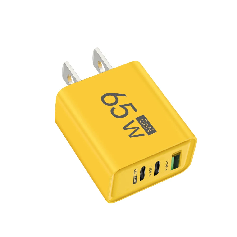 65W GaN USB Charger Fast Charging Quick Charger3.0 Travel Charger For iPhone 15 Samsung Xiaomi Mobile Phone Adapter EU US Plug
