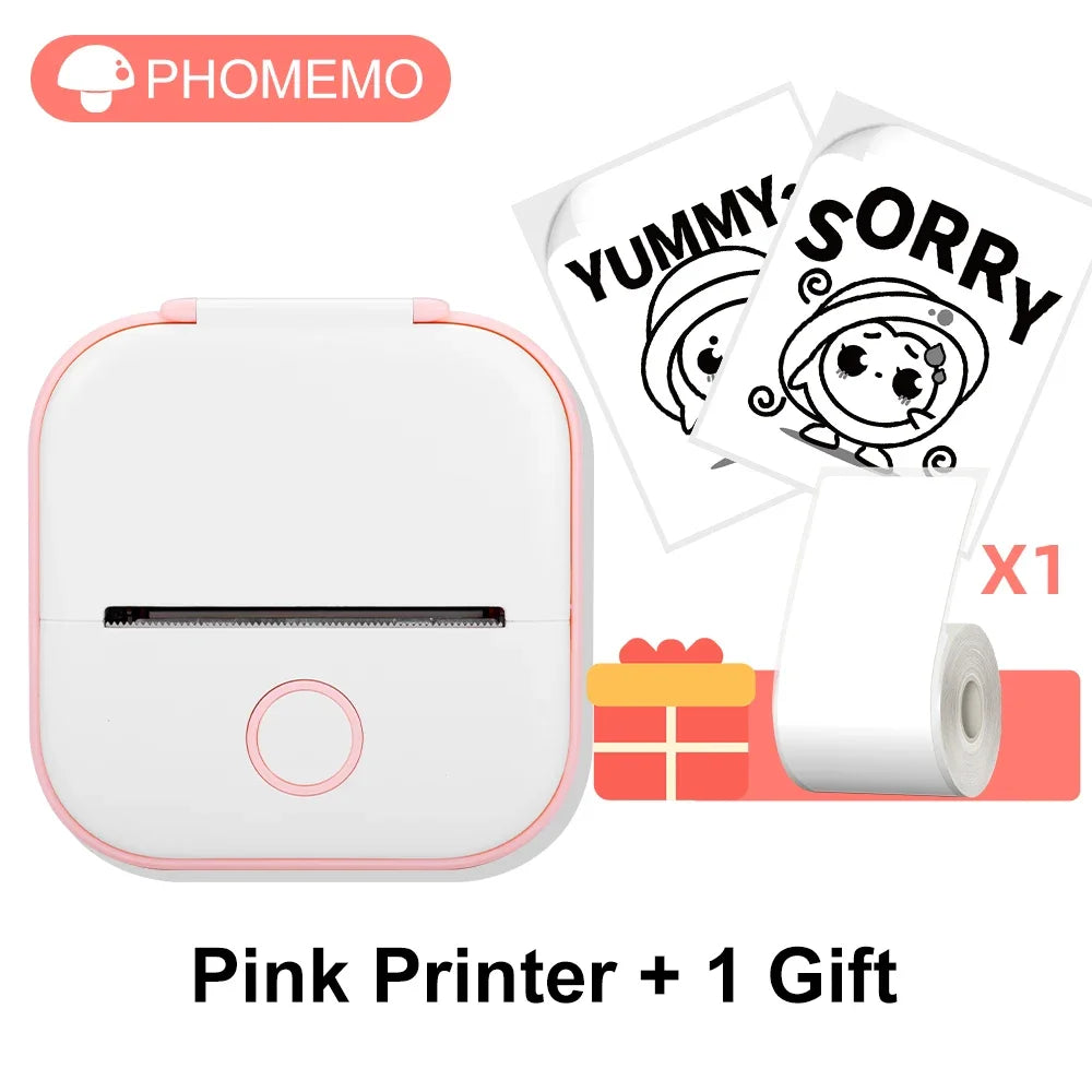T02 Mini Thermal Printer Phomemo T02 Sticker Maker Machine Portable Bluetooth Pocket Printer Study Supplies for Photos Notes