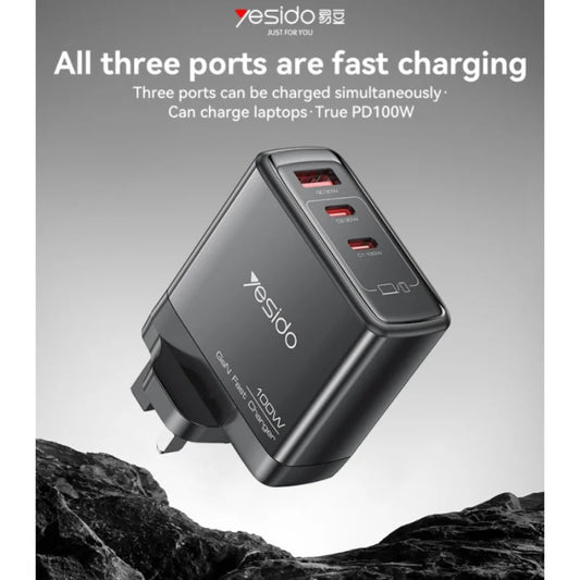 yesido three-port fast charger travel charger pd100w mobile phone charger multi-port travel charger UK